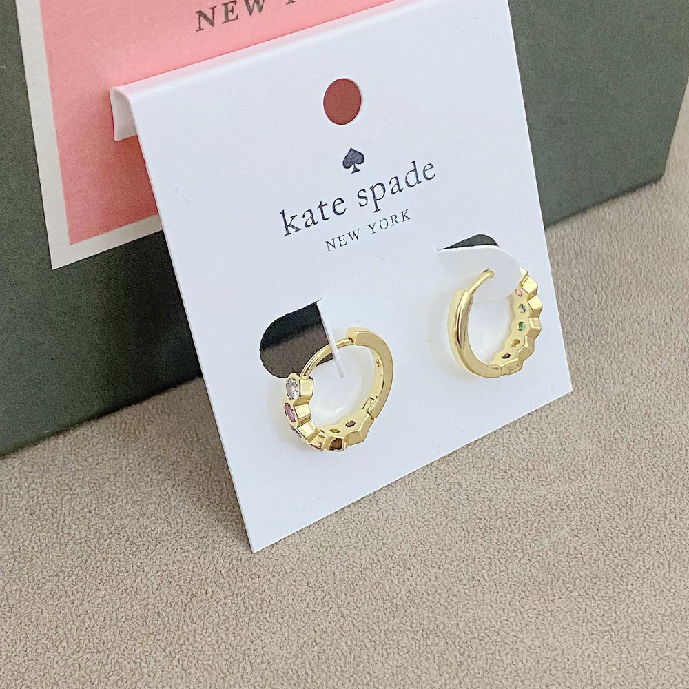 kate spade Vintage Gold Plated Zircon Geometric Round Hoop Earrings